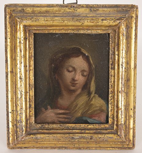 Italian 18th Century Madonna, Oil on Slate.