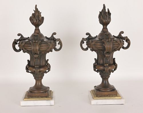 Pair of Antique Bronze Chenets