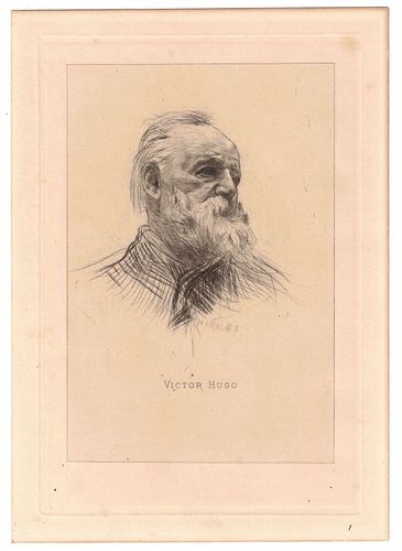 Auguste Rodin "Victor Hugo" Drypoint Etching