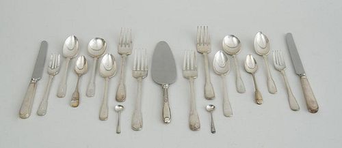 TIFFANY & CO. MONOGRAMED SILVER ONE HUNDRED AND NINE-PIECE FLATWARE SERVICE IN THE "FIDDLE AND THREAD" PATTERN