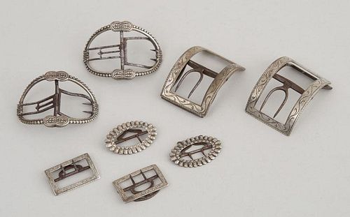 FOUR PAIRS OF AMERICAN SILVER BUCKLES