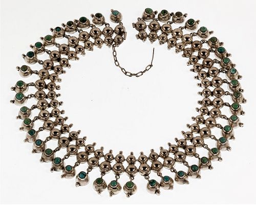 William Spratling Sterling Silver and Turquoise Necklace