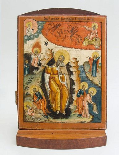RUSSIAN ICON WITH SCENE FROM THE LIFE OF A SAINT