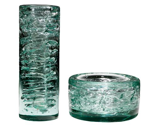 F. Vizner (Czechoslovakian, 1936-2011) Art Glass Bowl and Vase