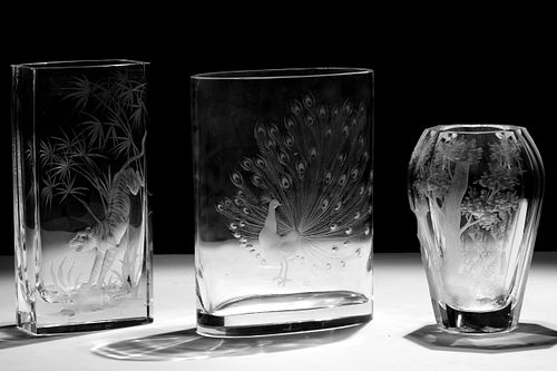 Moser Animal Motif Glass Vase Assortment