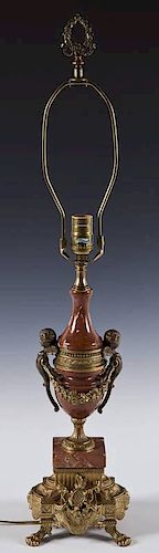 Brevettato Gilt Bronze & Marble Table Lamp