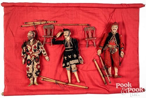 Three marionette performer puppets