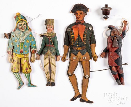 Lithographed paper on wood Jumping Jack toys
