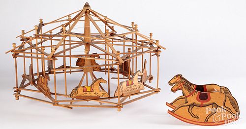 Carousel construction toy, with eight horse images