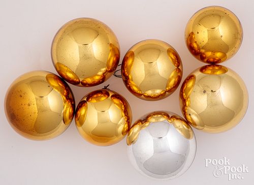 Seven glass Kugel ornament balls