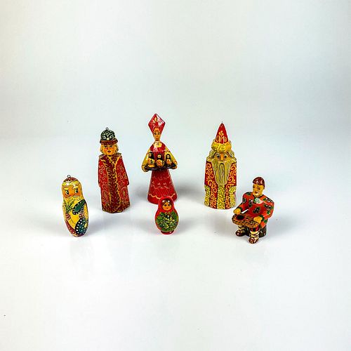 6pc Vintage Russian Festive Holiday Ornaments
