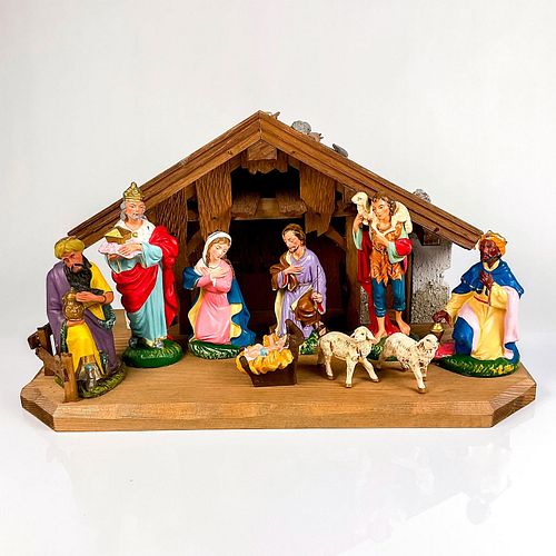 10pc Vintage Wooden Nativity Set