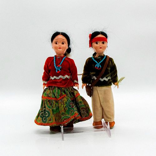 2pc Vintage Handmade Tribal Native Sister Dolls