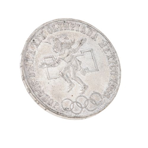 Moneda juegos de la XIX Olimpiada México 1968 en plata .720. Peso. 22.5 g.