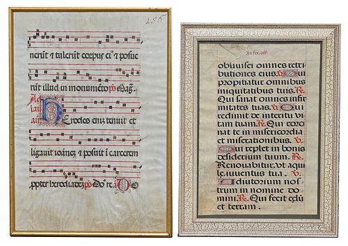 A Pair of 16th C. Ink & Gouache Manuscripts