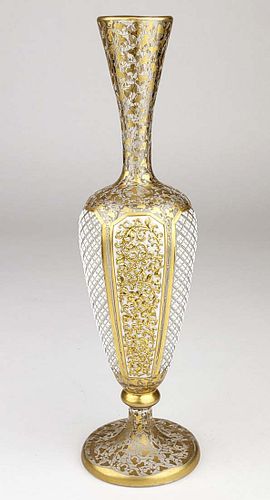 19th C. Bohemian Diamond Cut Vase