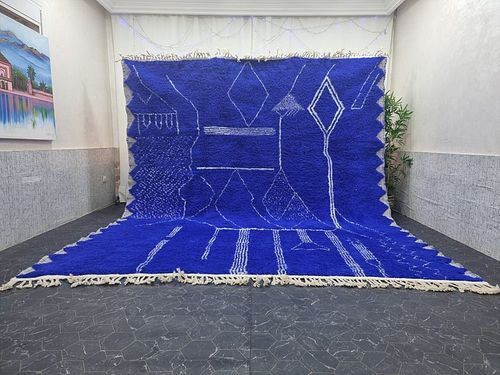 Large Soft Authentic Handwoven Blue Rug