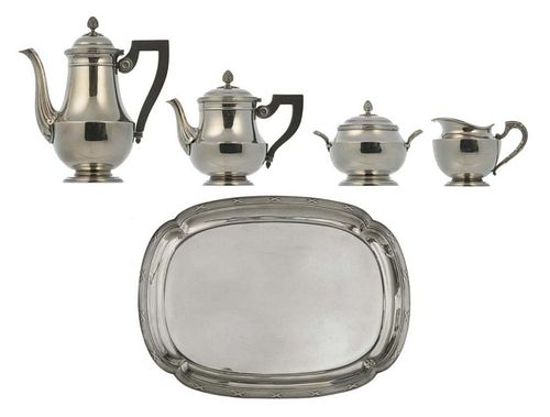 A 5 Pc. Christofle Silverplated Tea Set