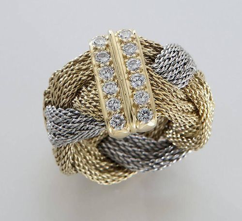 Henry Dunay platinum and 18K gold and diamond ring