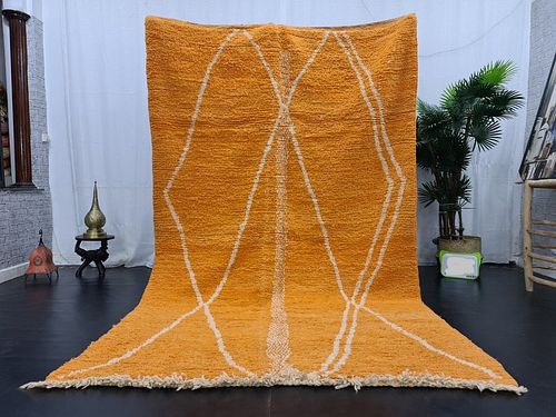 Stunning Handmade Orange Wool Rug