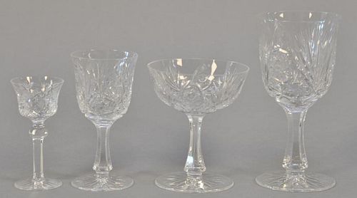 Cut glass stemware in three sizes.