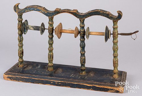 Scandinavian painted spool rack, dated 1861