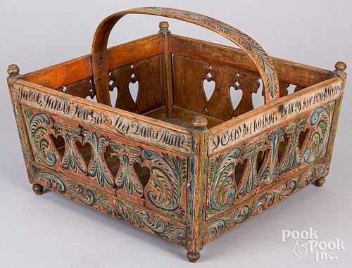 Scandinavian painted basket, 19th c.