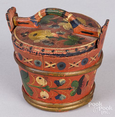 Scandinavian painted porridge container, 19th c.