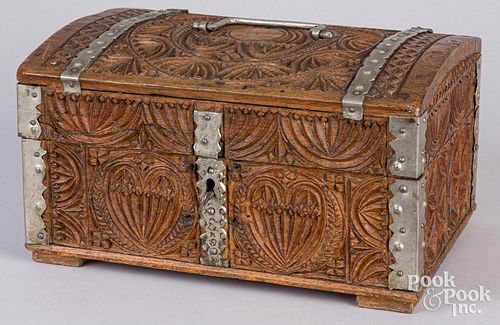 Scandinavian carved valuables box, 19th c.