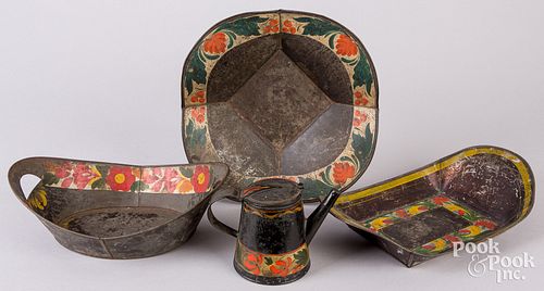 Four pieces of toleware, 19th c.