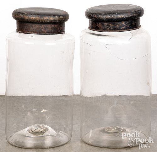 Pair of large apothecary store display jars