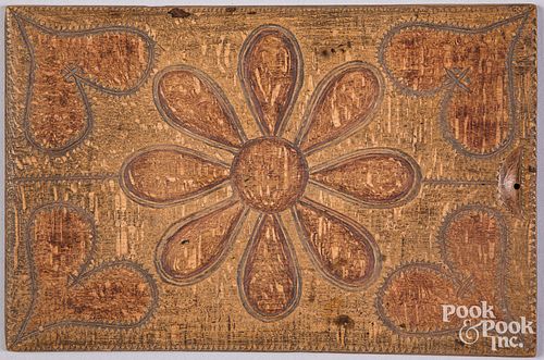 Scandinavian carved and painted panel, 19th c.