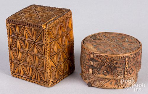 Two Scandinavian carved boxes, 19th c.