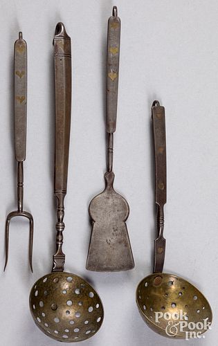 Four contemporary miniature whitesmithed utensils