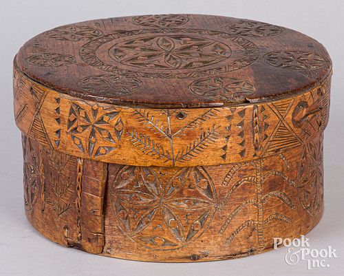 Frisian carved bentwood pantry box, 19th c.
