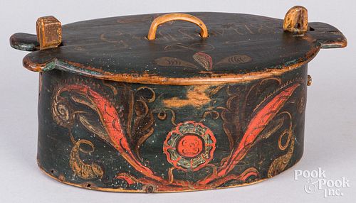 Scandinavian painted bentwood box, dated 1788