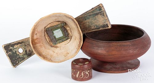 Three pieces of Scandinavian painted woodenware