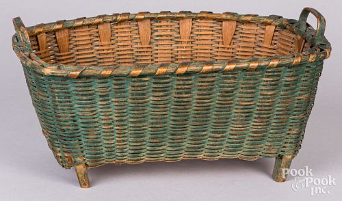 Painted splint gathering basket, 19th c.