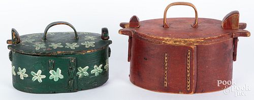 Two painted Scandinavian bentwood boxes, 19th c.
