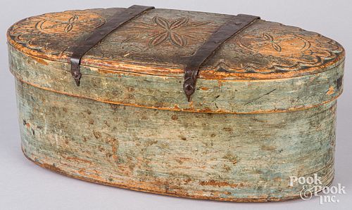 Scandinavian painted bentwood box, dated 1819