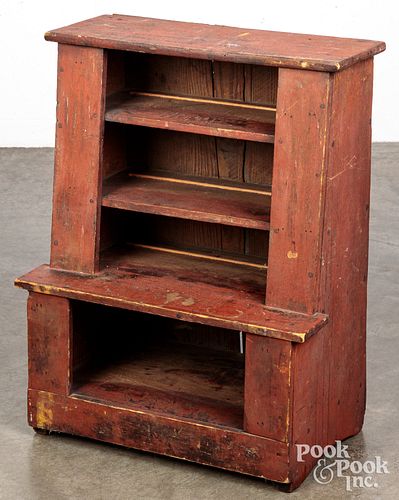 Childs painted stepback cupboard, late 19th c.