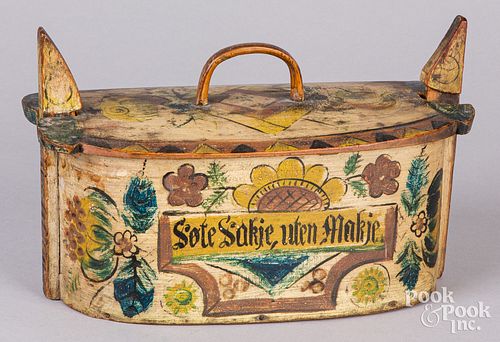 Scandinavian painted bentwood box, 19th c.