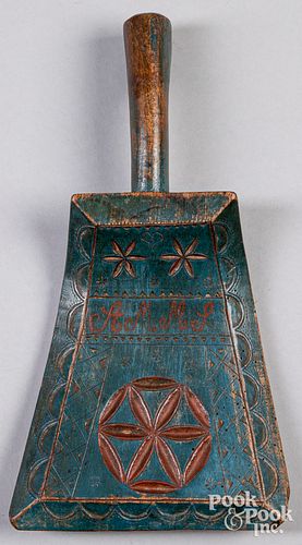 Scandinavian carved and painted butter paddle