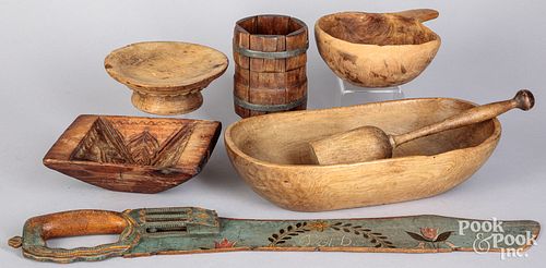 Group of woodenware, mostly Scandinavian