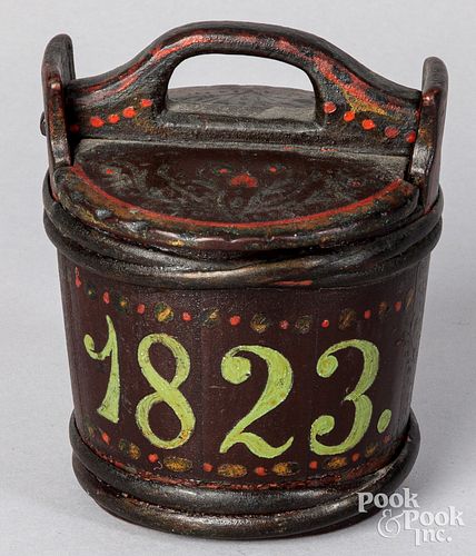 Miniature Scandinavia painted bucket, dated 1823
