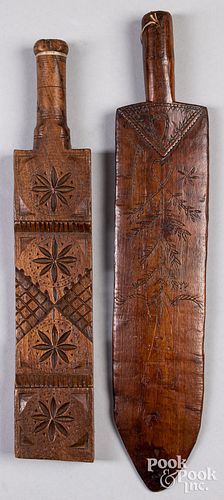 Two Scandinavian carved butter paddles, 19th c.