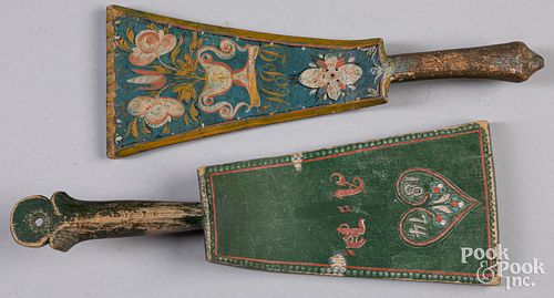 Two Scandinavian painted butter paddles, 19th c.