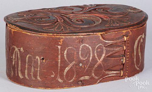 Scandinavian carved and painted bentwood box