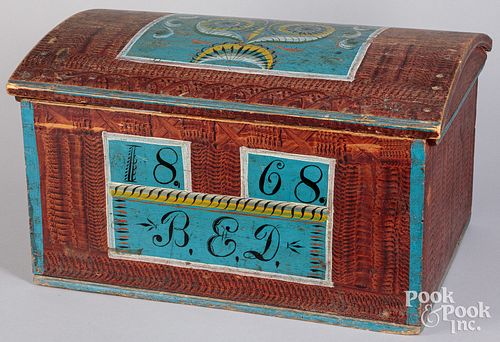 Scandinavian painted dome lid trunk, dated 1868