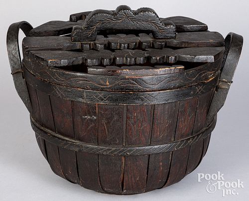 Scandinavian carved basket, 19th c.